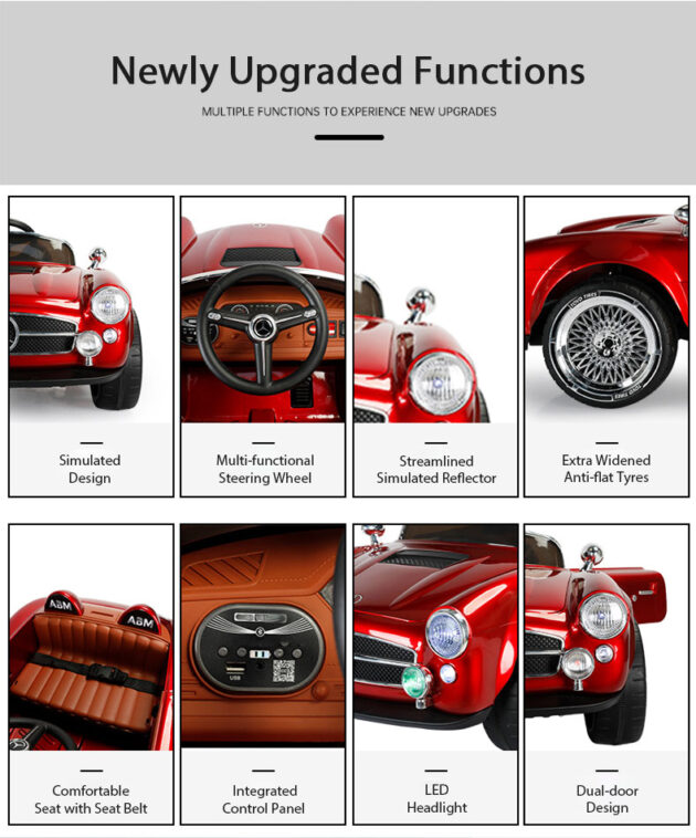 Kids Electric Vintage Mercedez Benz Ride On Sports Car - Image 13