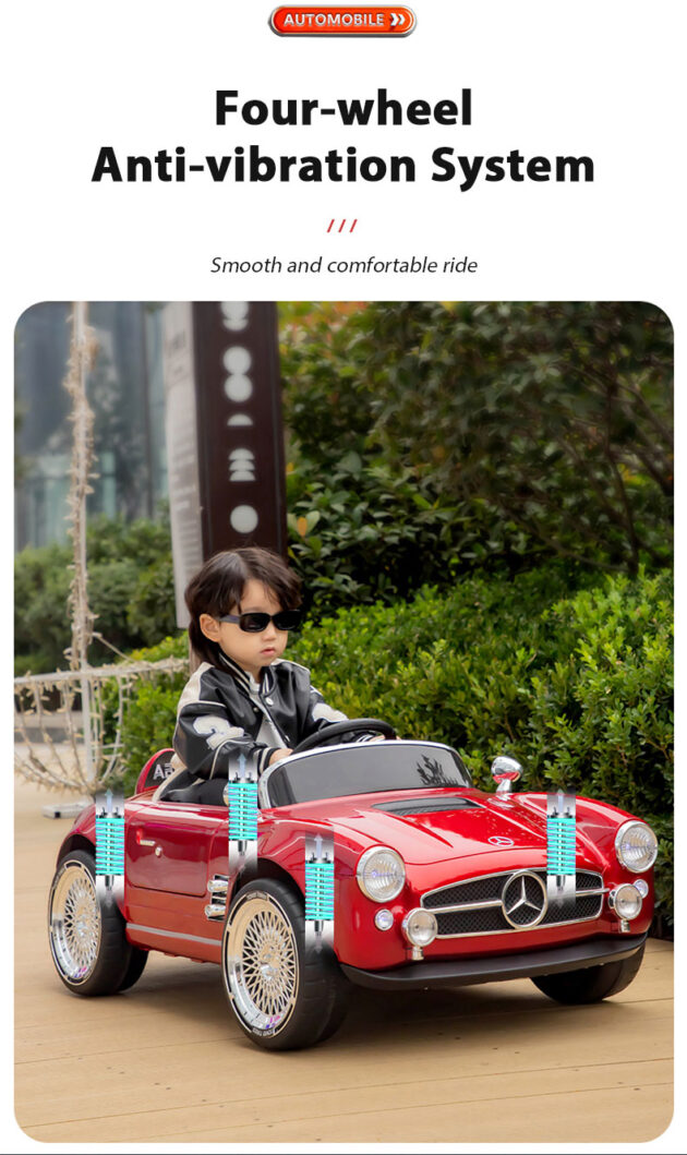 Kids Electric Vintage Mercedez Benz Ride On Sports Car - Image 7